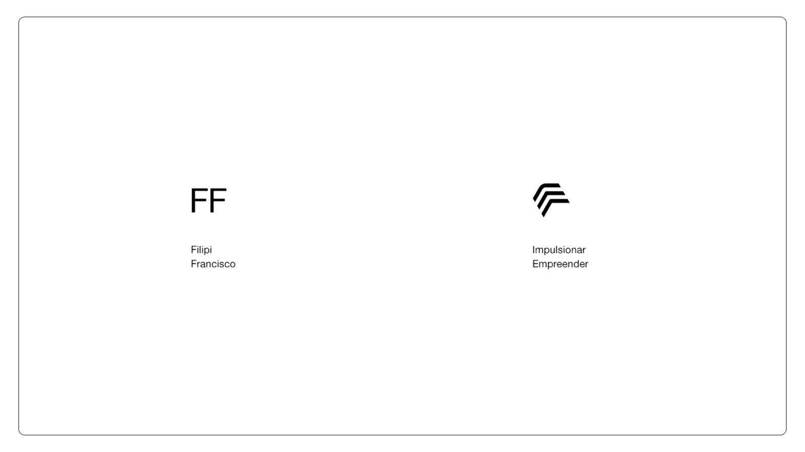 A brand slide explaining the mark, showing the FF initials beside the finished F symbol