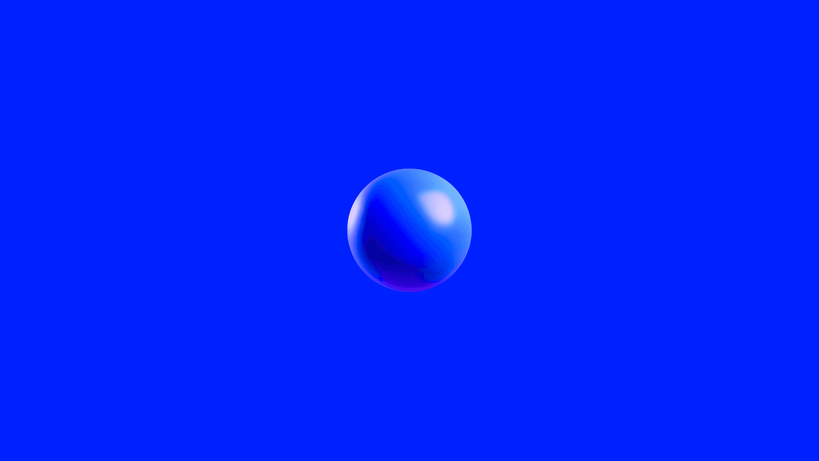 A glossy blue gradient sphere, Simple's brand mark, on an electric blue field