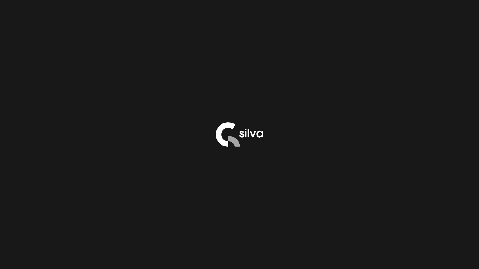 The G Silva logo small and centred on near-black, showing minimum-size use