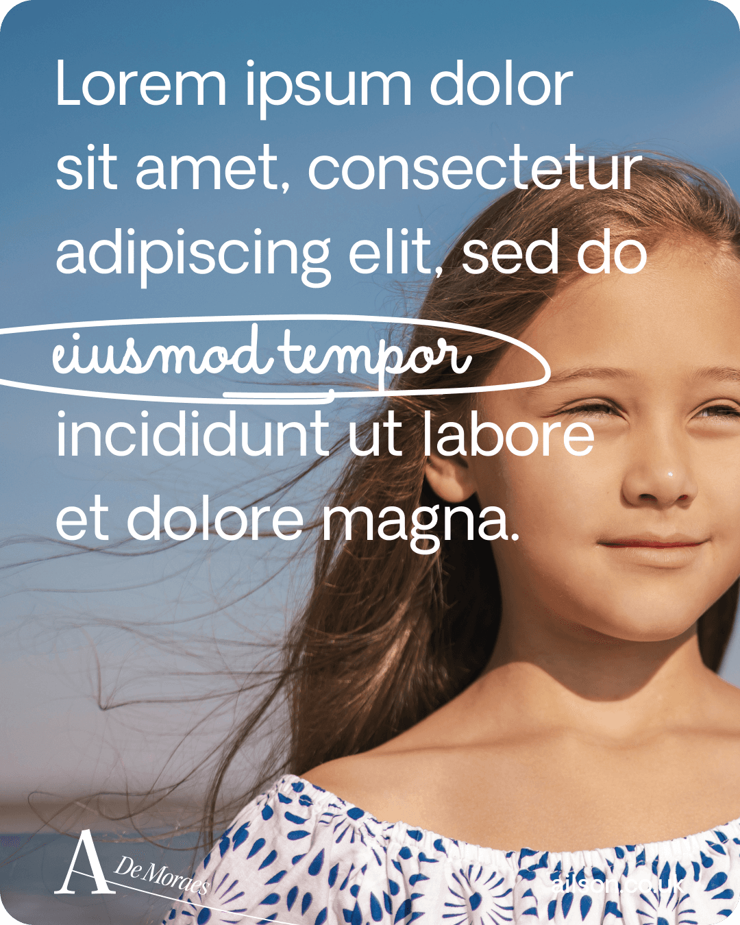 A social post over a photograph of a young girl, with one line ringed by a handwritten highlight