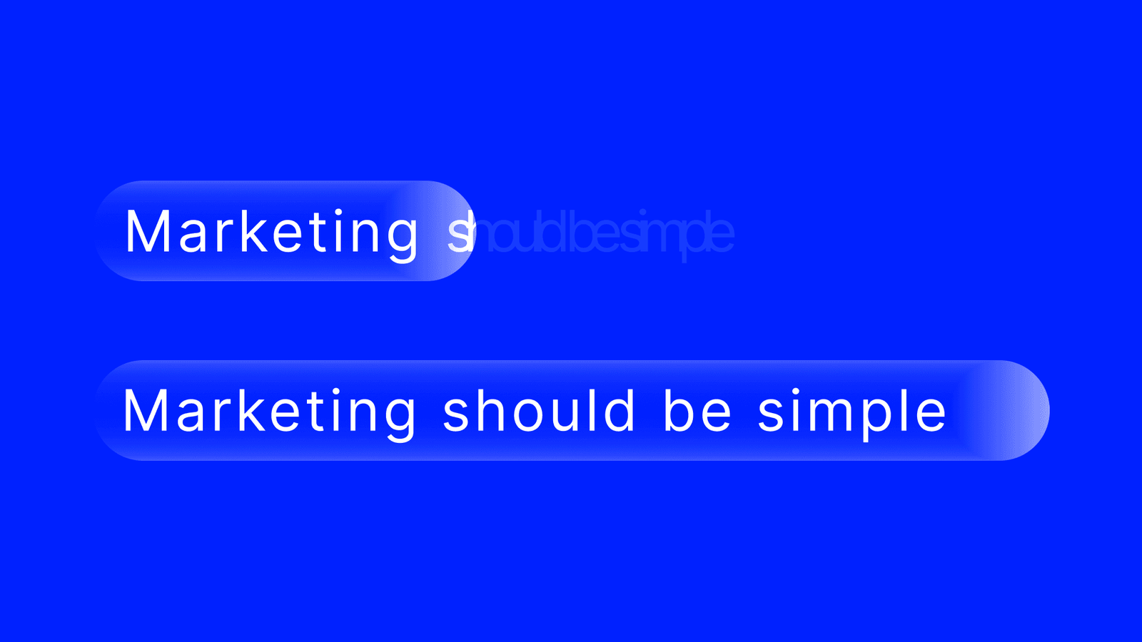 Two rounded button treatments reading Marketing should be simple