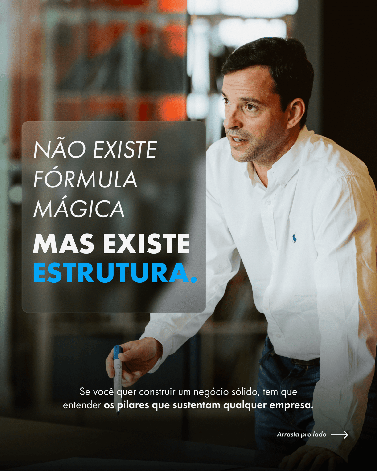 A slide over a photograph of Rodolfo Basilio: there is no magic formula, but there is structure