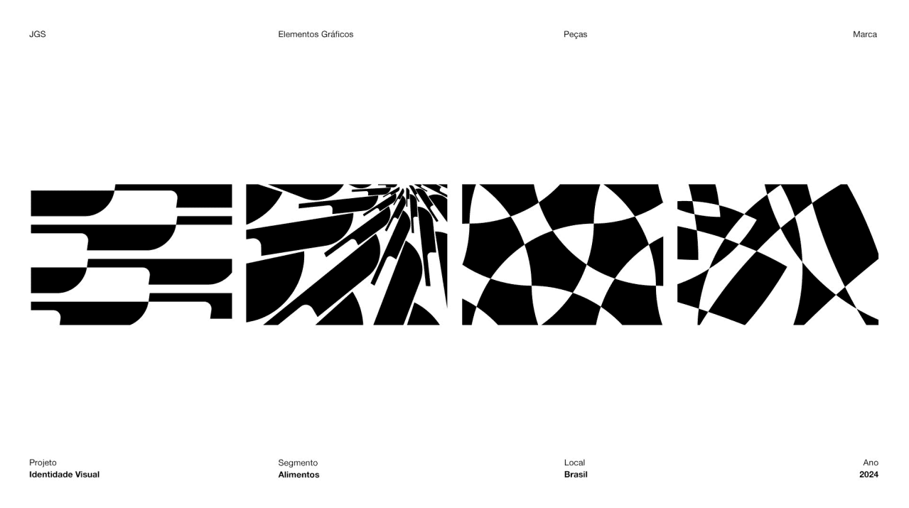 Black and white pattern studies derived from the logo's angled stripes