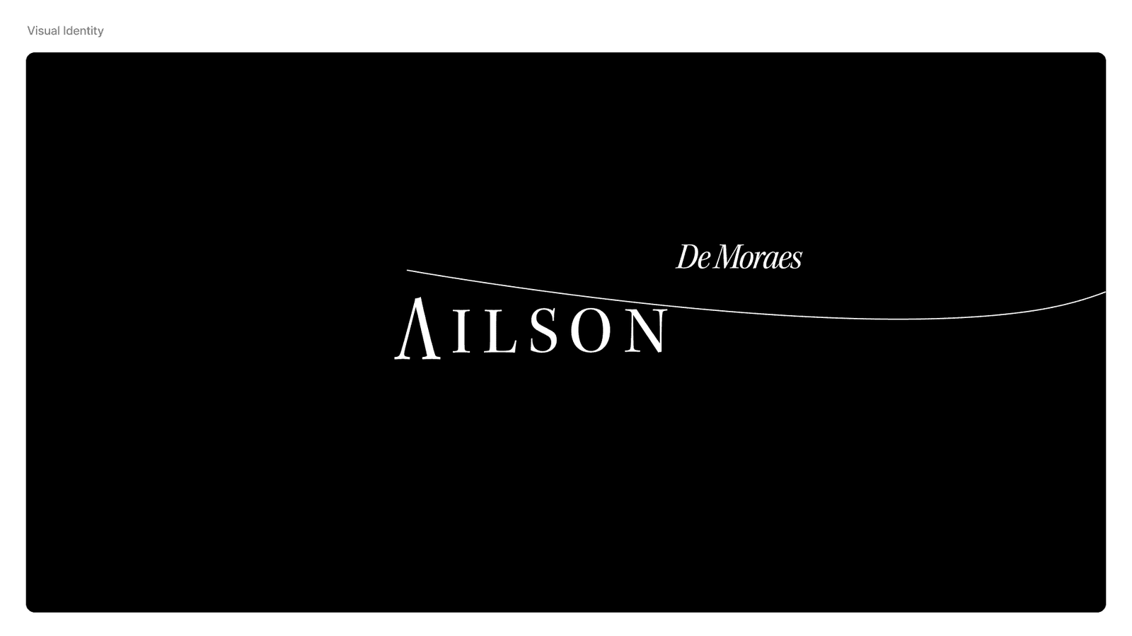 The AILSON wordmark on black with De Moraes set above it and a fine calligraphic line sweeping across
