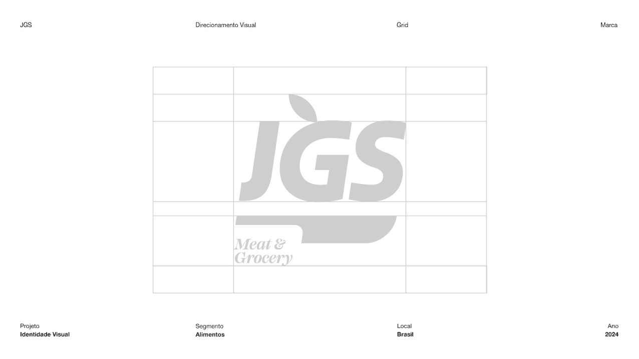 The JGS logo drawn over a construction grid, showing its proportions
