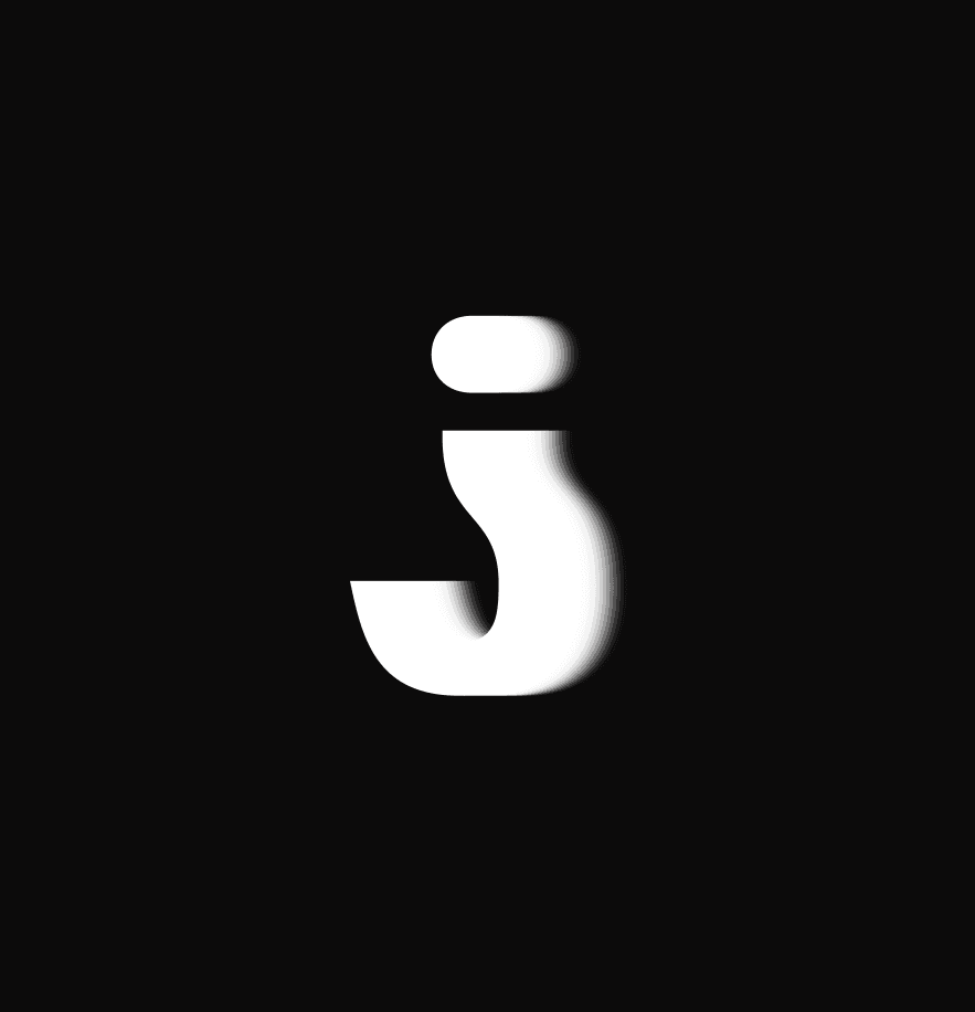 The j monogram shown large in white on black
