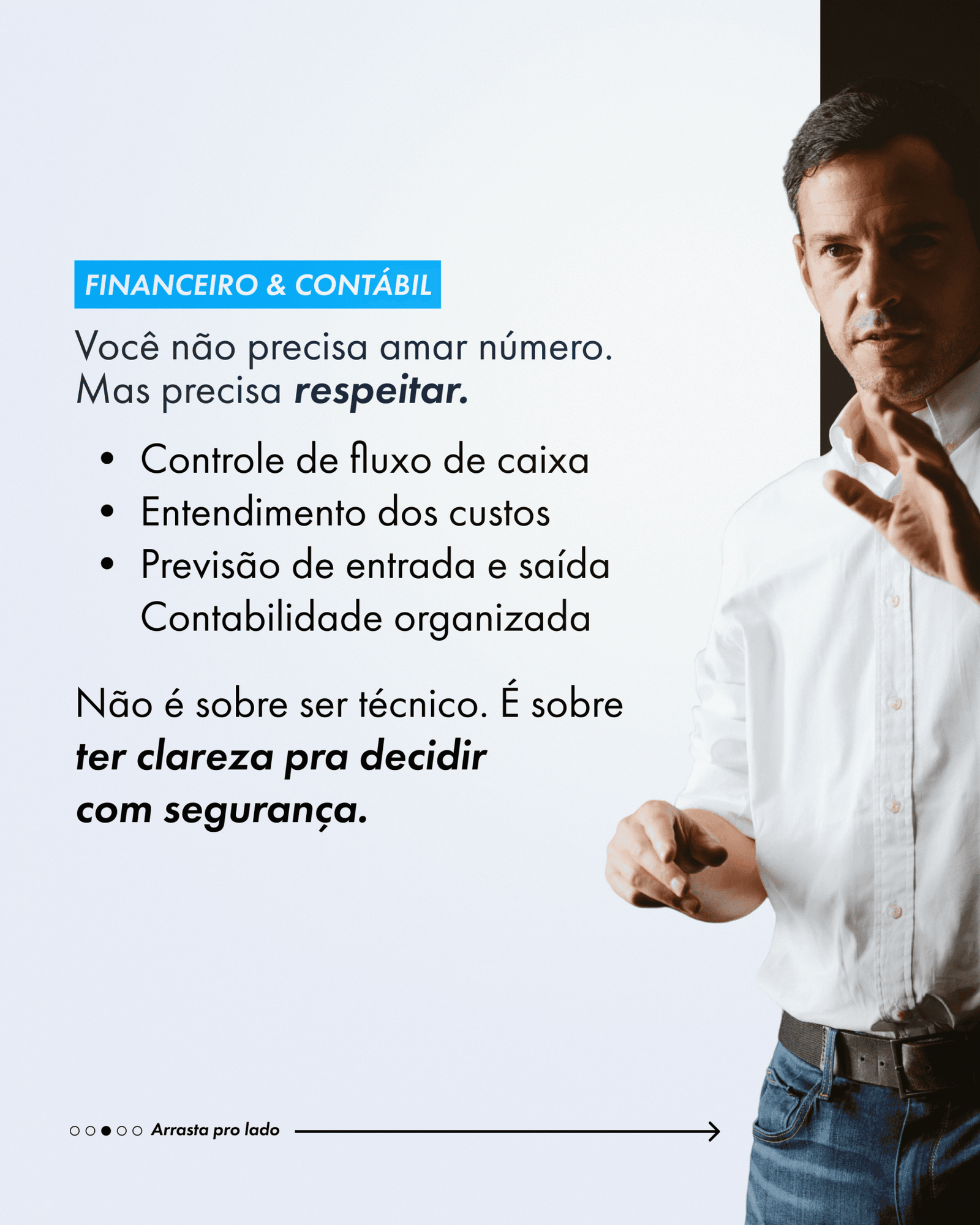 A finance and accounting slide beside a photograph of Rodolfo Basilio gesturing while speaking