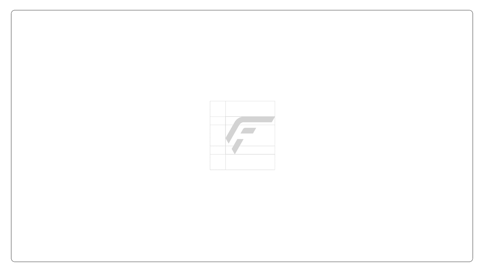 The F monogram drawn faintly on white, showing its construction
