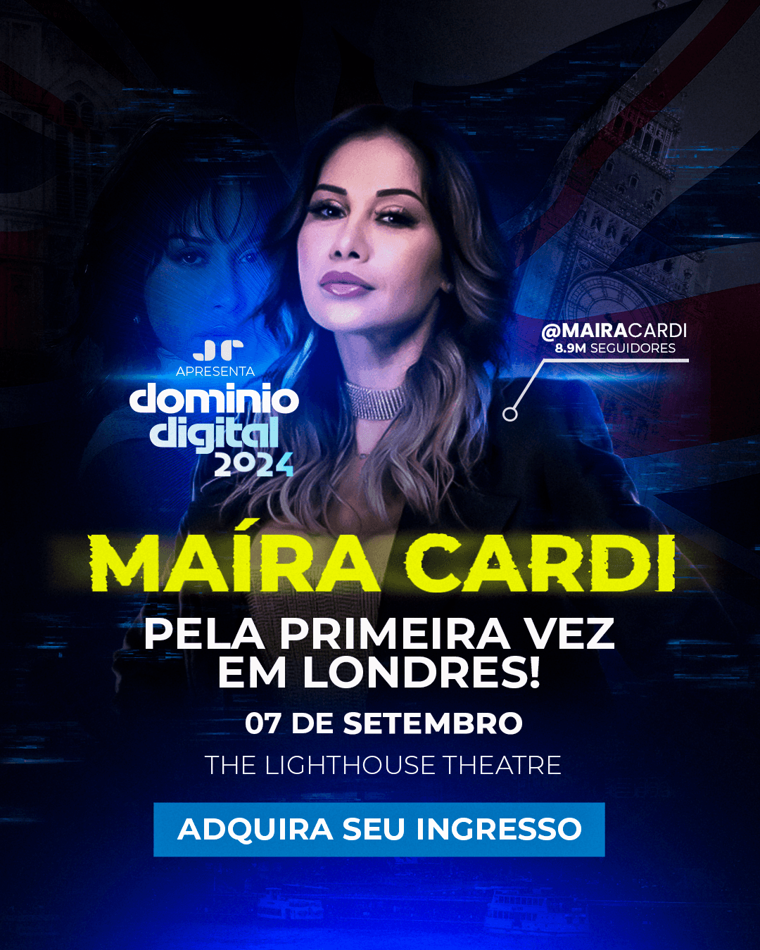 Announcement graphic for Maira Cardi appearing in London for the first time