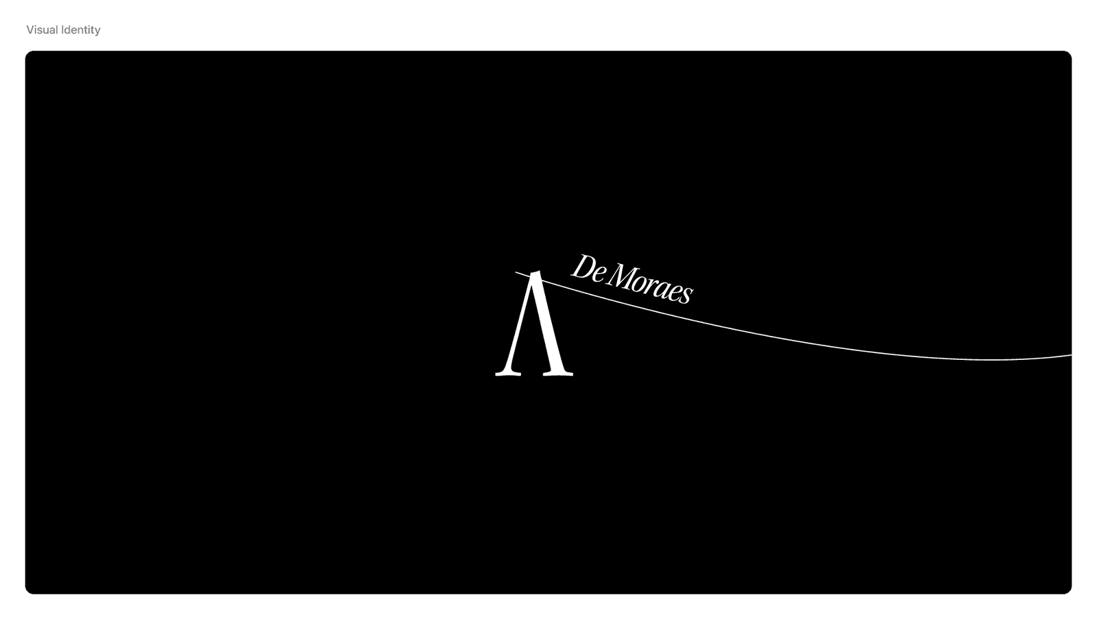 The A monogram with De Moraes beside it, trailed by a single flowing line on black