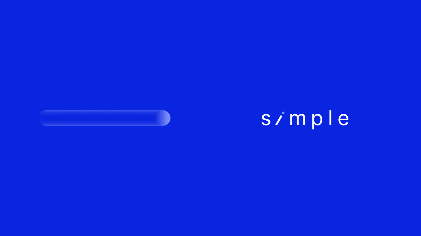 The s/mple wordmark on electric blue beside a rounded capsule element from the identity system